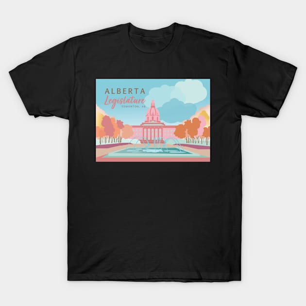 Alberta Legislature Edmonton, AB Canada Illustration Vintage Style T-Shirt by kristinedesigns